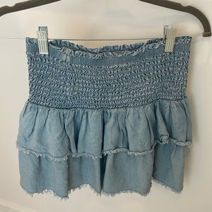 Ruffle Denim Aerie Skirt